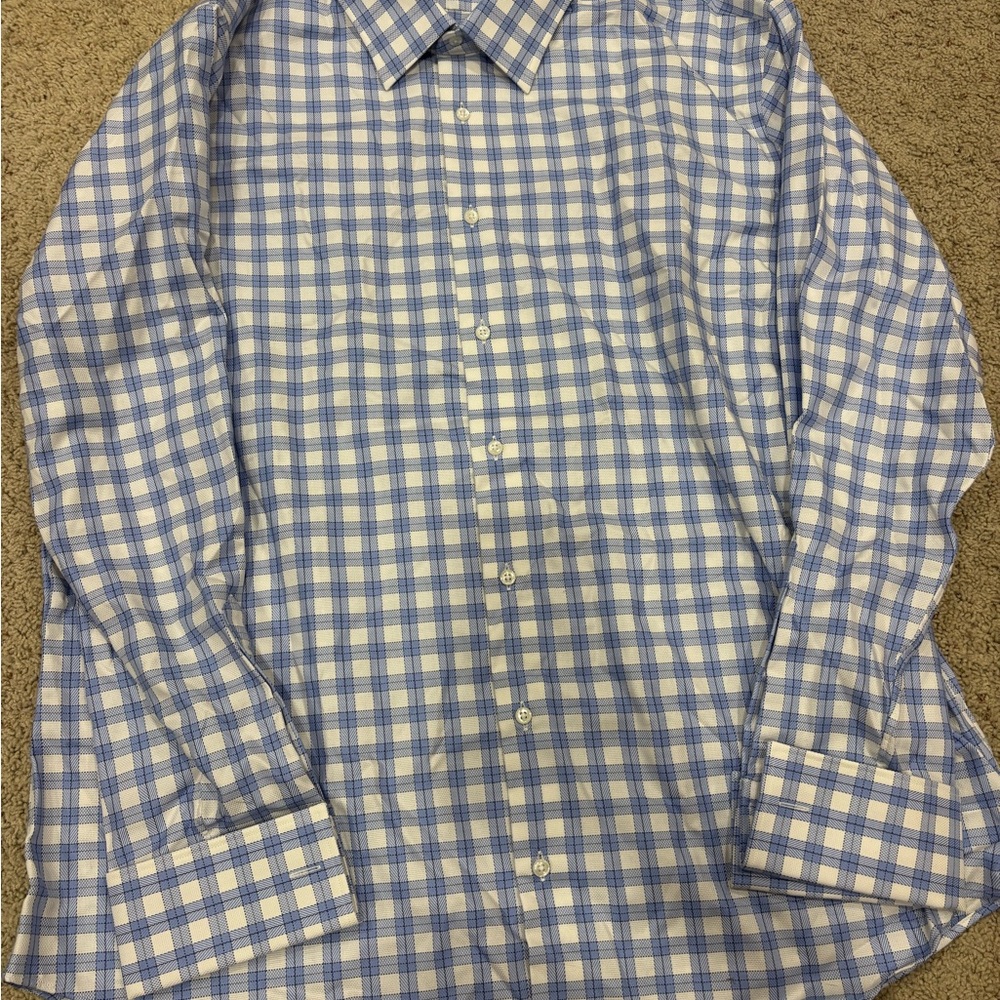Classic Blue and White Checkered Men's Shirt